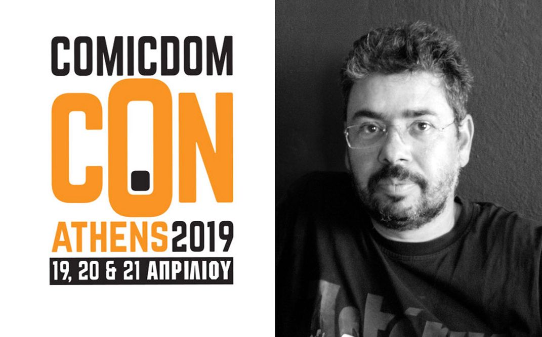 Ο Soloúp με τον «Συλλέκτη» στο Comicdom Con 2019.