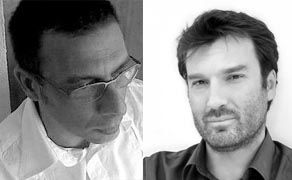 Ο Θάνος Σταθόπουλος και ο Δημήτρης Οικονόμου στο βιβλιοπωλείο του Ίκαρου